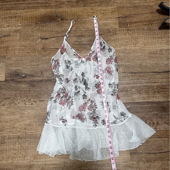 VICTORIA’S SECRET Y2K Floral Nightie Mini Sheer Slip Dress Size Medium - Picture 7 of 9